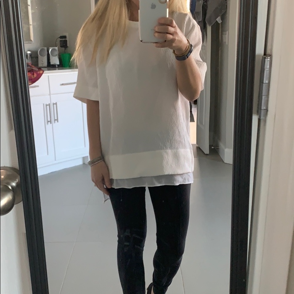 Helmut Lang white silk tee shirt